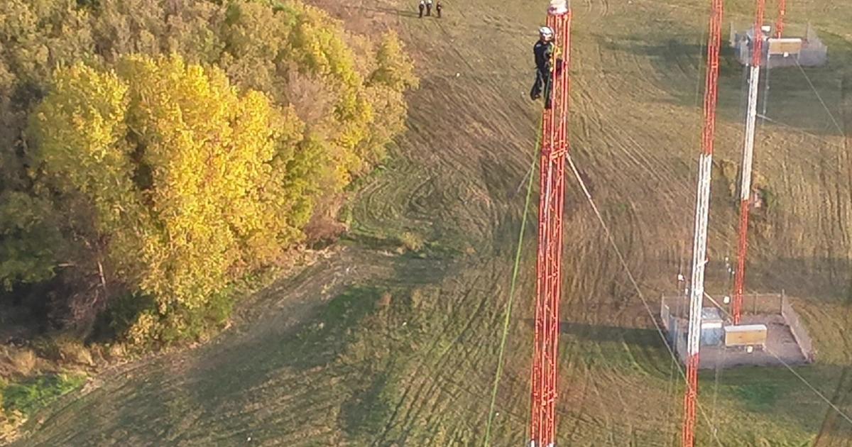 Dakota County officials stage a daring rescue 250 feet up in a radio tower