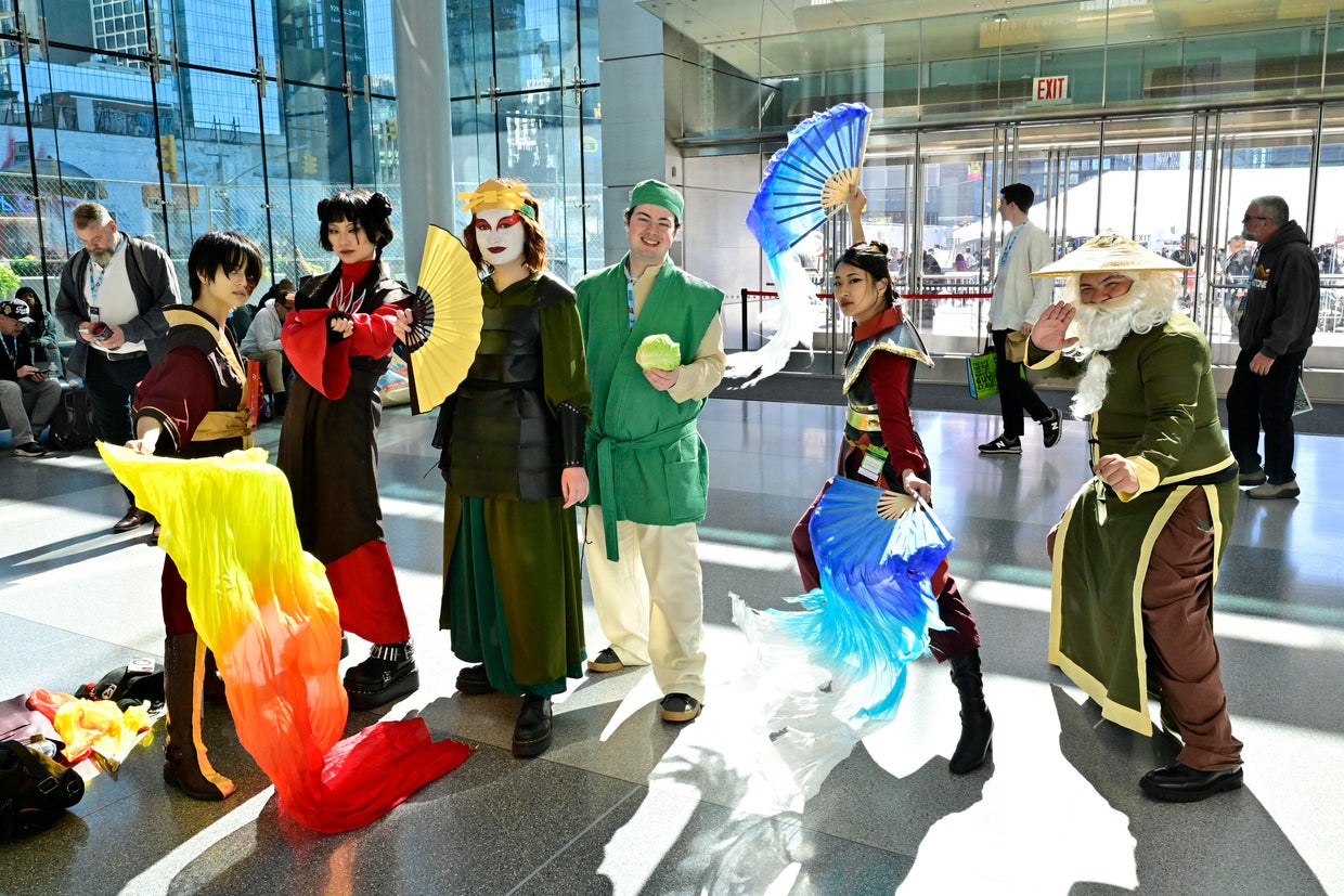 Cosplayers pose as "Avatar: The Last Airbender" characters during New York Comic Con at the Jacob K. Javits Convention Center on October 18, 2024 in New York City.