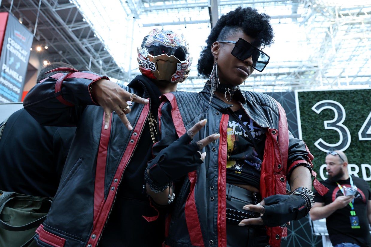Cosplayers pose during New York Comic Con at Jacob Javits Center on October 18, 2024 in New York City.