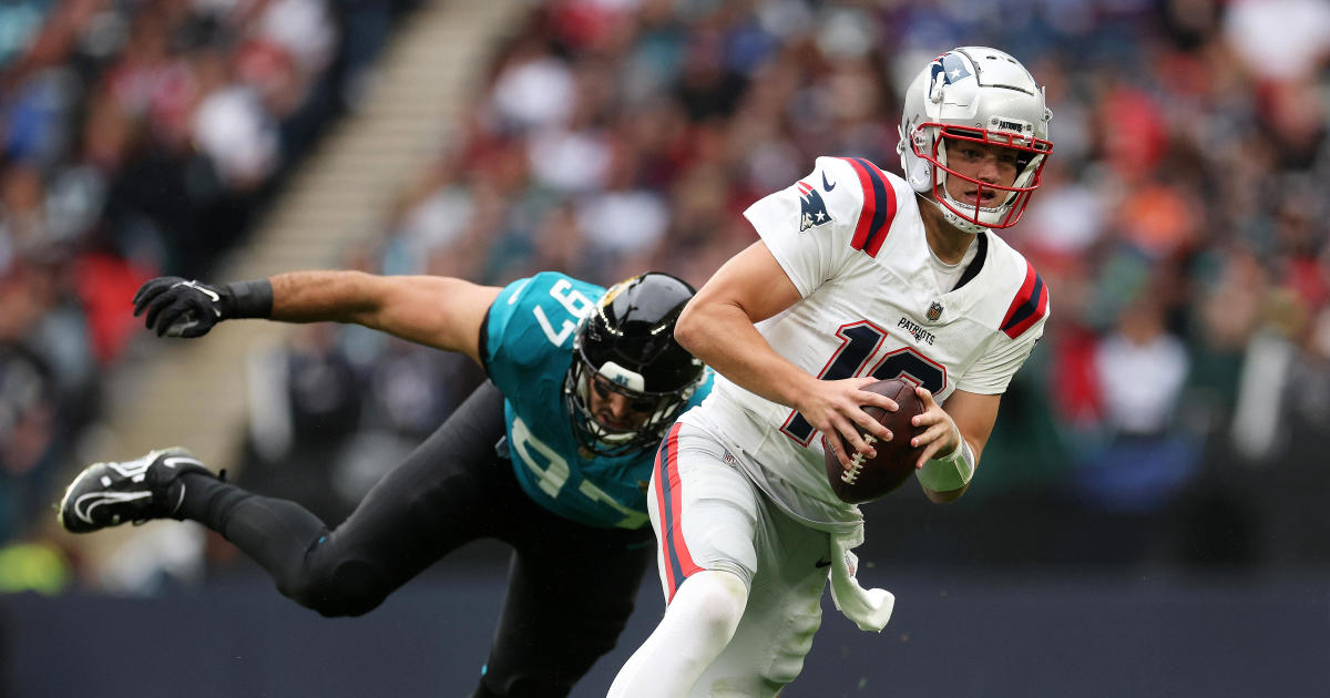 Maye and Hasty meet for the Patriots’ first touchdown in the opening game against the Jaguars in London