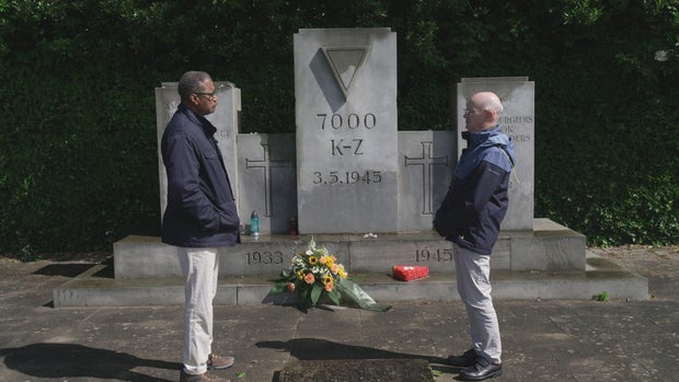 Bill Whitaker and Bill Niven at a Cap Arcona memorial
