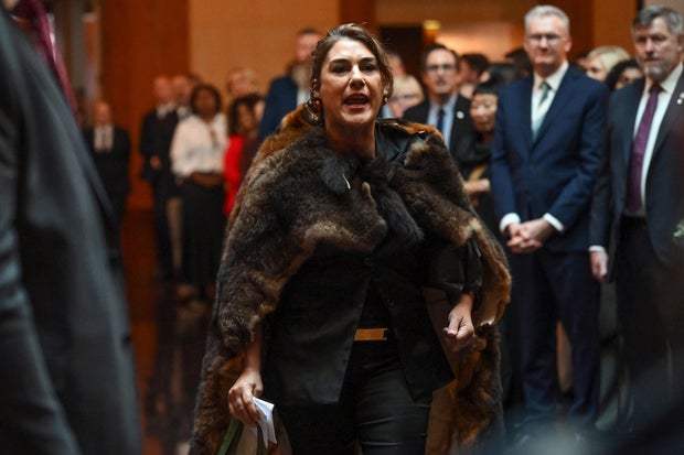 Australian Senator Lidia Thorpe heckles King Charles III during the ceremonial welcome and Parliamentary reception at the Australian Parliament House, Oct. 21, 2024
