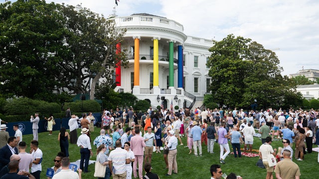 People gather for White House Pride Month celebration