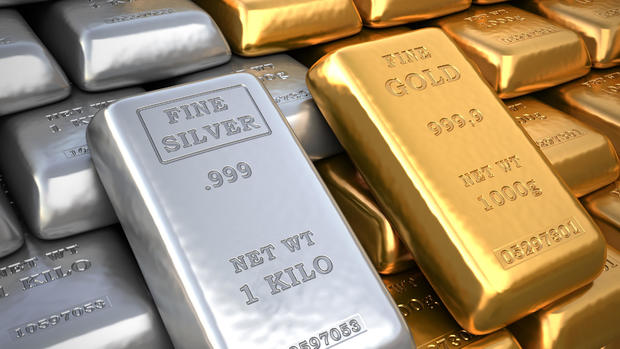 Gold and silver bars 