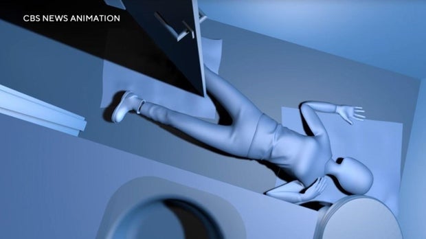 CBS News animation still based on crime scene evidence