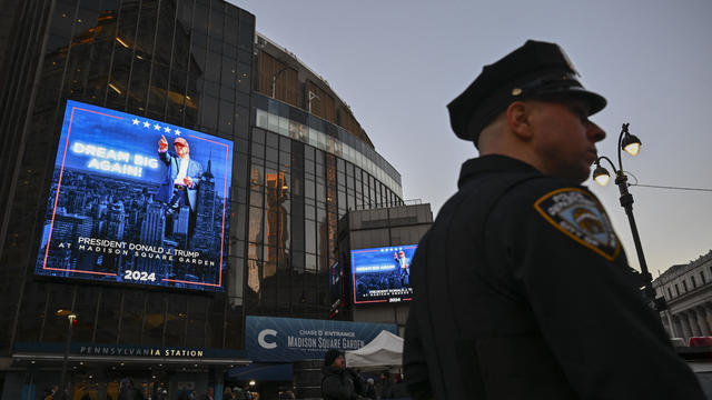 A NYPD truck outside Madison Square Garden 