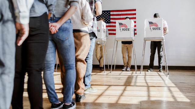 American at a polling booth 