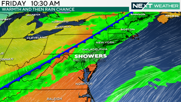 Chance for showers on Friday morning 