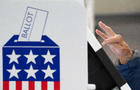 A person votes in Black Mountain, North Carolina 