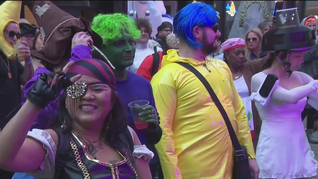 Costumed San Francisco revelers gather for Front Street Halloween block