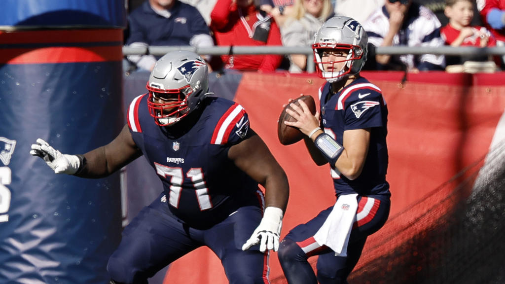 Mike Onwenu could be on the move again along Patriots' offensive line