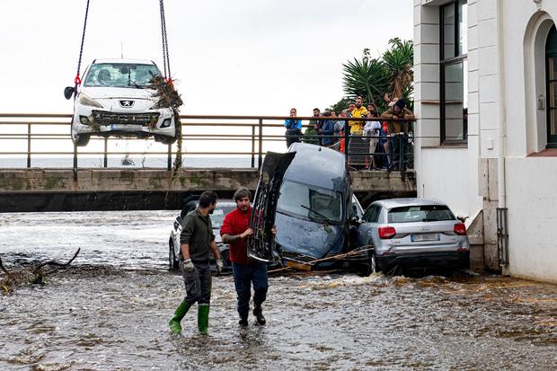 Heavy Rains Flood The Center Of Cadaques (girona) 