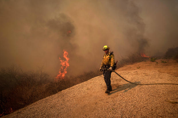 Strong Winds In California Fuel Mountain Fire In Ventura County 