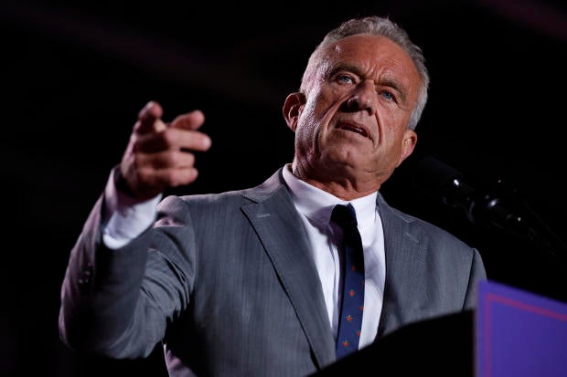 Robert F. Kennedy Jr. speaks during a campaign rally for former President Donald Trump at Macomb Community College on Nov. 1, 2024, in Warren, Michigan. 