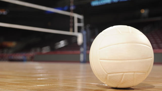 Volleyball in an empty gym 