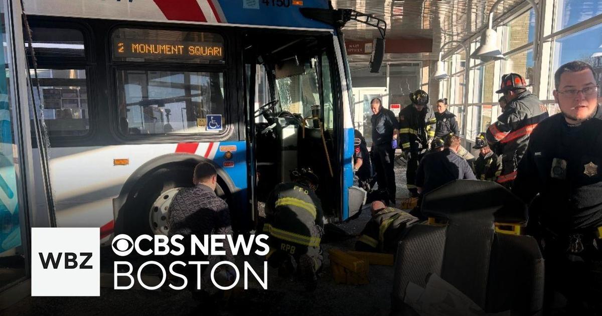 Bus rams into Massachusetts bus terminal with passengers on board