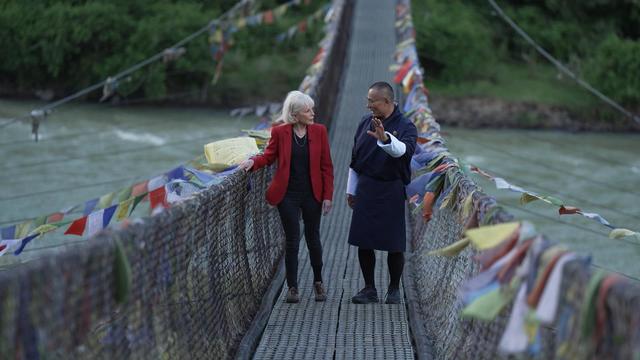 Lesley Stahl and Prime Minister Tshering Tobgay 