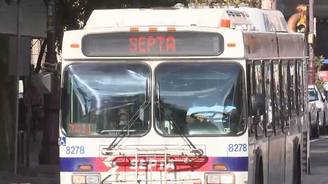 A SEPTA bus is seen on the road 