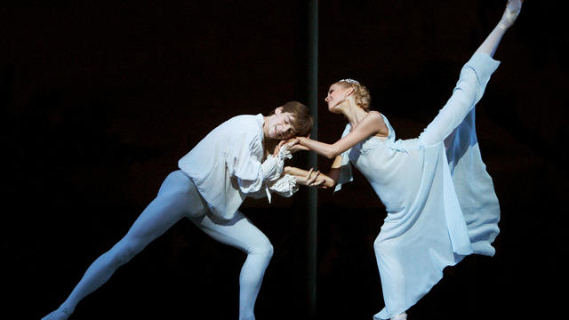 FILE PHOTO: Dancers Vladimir Shklyarov and Alina Somova perform as Romeo and Juliet during rehearsal for the Mariinsky (formerly the Kirov) Ballet performance in London 