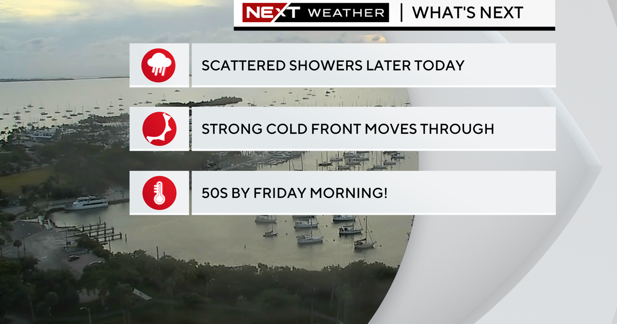 Cold front moves through South Florida, bringing potential scattered rain showers and isolated storms Cold front moves through South Florida, bringing potential scattered rain showers and isolated storms