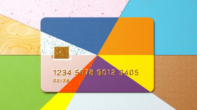 Multicolored circular credit card chart. 