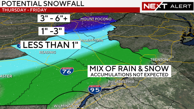 Potential snowfall Thursday into Friday 