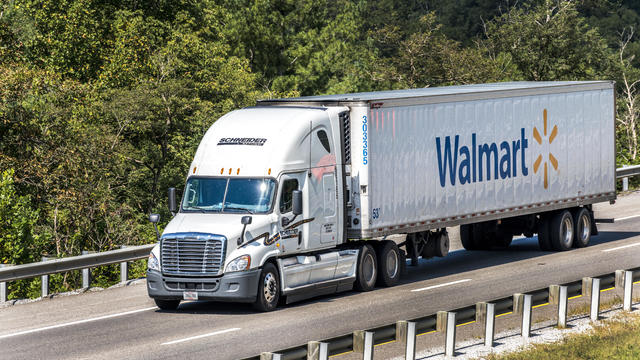 Walmart Semi-Truck Traveling On The Interstate 