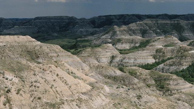 North America, USA, South Dakota, Badlands National Park Monument Sign 