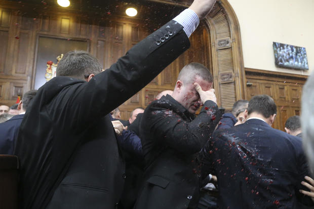 Fight breaks out in Serbian parliament over deadly collapse of railway 