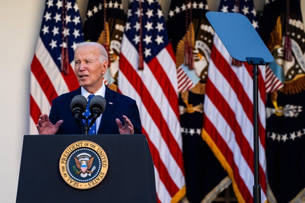 President Biden delivers remarks regarding a ceasefire deal between Israel and Hezbollah, in the White House Rose Garden
