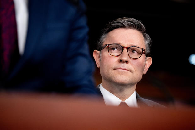 Speaker of the House Mike Johnson appears during a news conference on Capitol Hill on November 19, 2024 in Washington, DC. J 