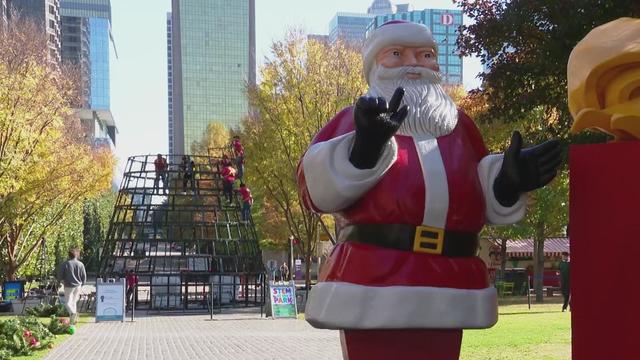 Klyde Warren Park Christmas tree building 