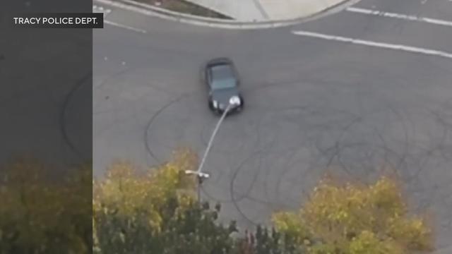 Tracy Drone Video Car Doing Donuts 