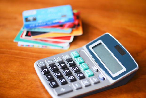 Calculator and credit cards with debt 