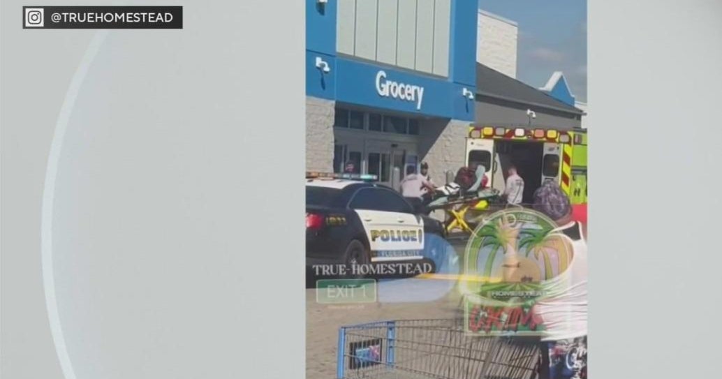 Video shows heavy police activity at Homestead Walmart - CBS Miami