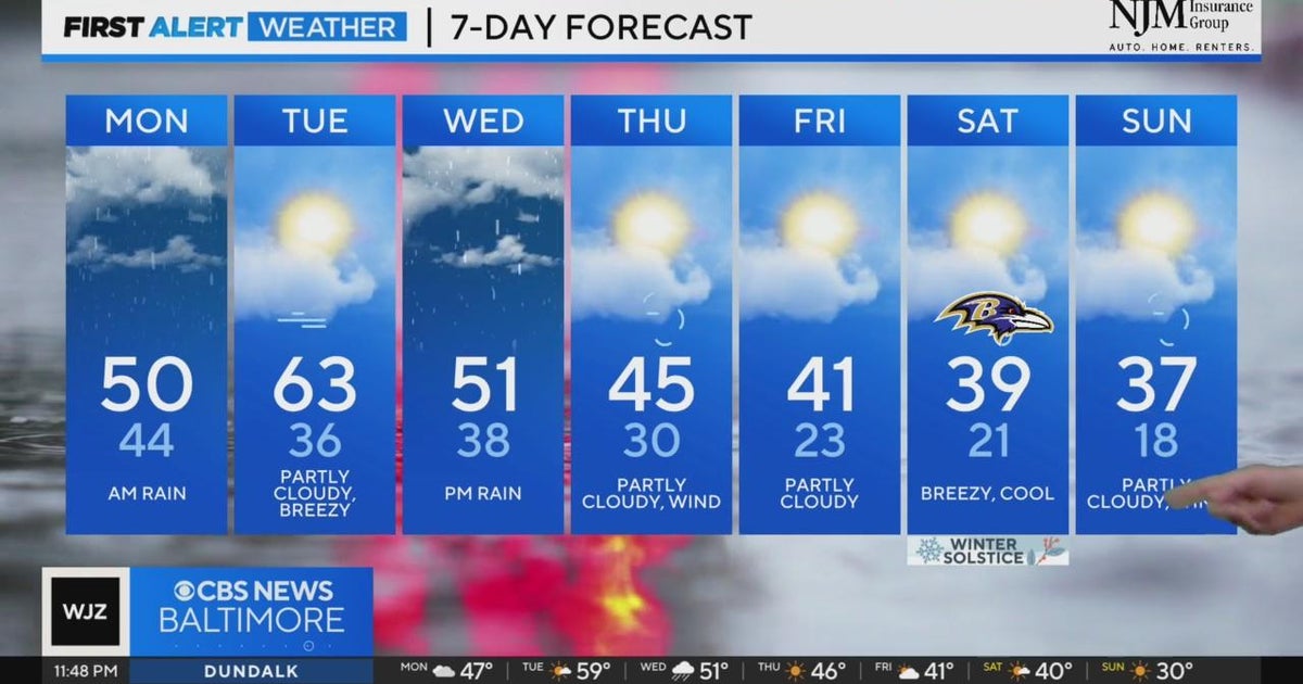 Rain continues through Monday morning commute in Maryland - CBS Baltimore