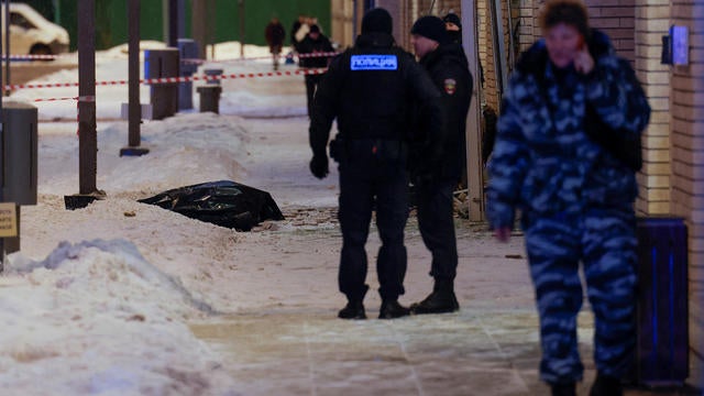 A view shows a scene of an explosion, which reportedly killed two army officers, in Moscow 