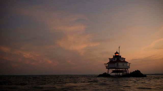 Thomas Point Shoal Lighthouse at Dusk, Maryland, USA 