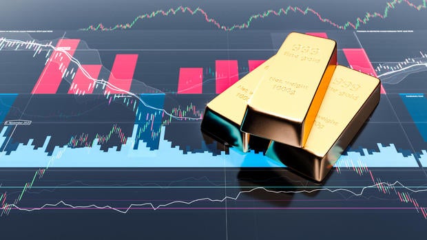 gold bars in front of chart or diagram 