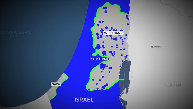 West Bank territory map showing Israeli settlements
