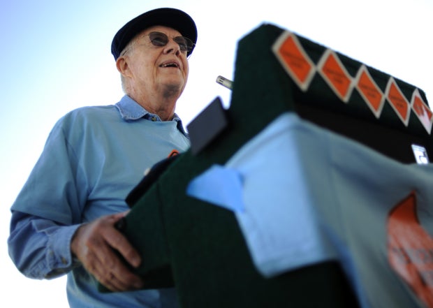 (HC) DNC28carter_ Former president Jimmy Carter is participating in the day service with the Georgia Delegation at Bicentennial Park in Aurora on Wednesday. Denver Post / Hyoung Chang