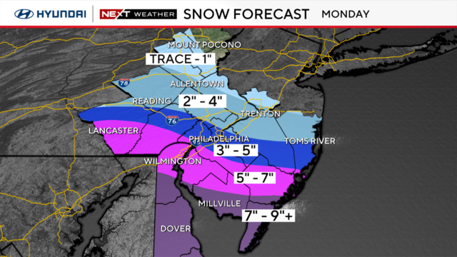 Snow totals forecast for Jan. 6, 2025 