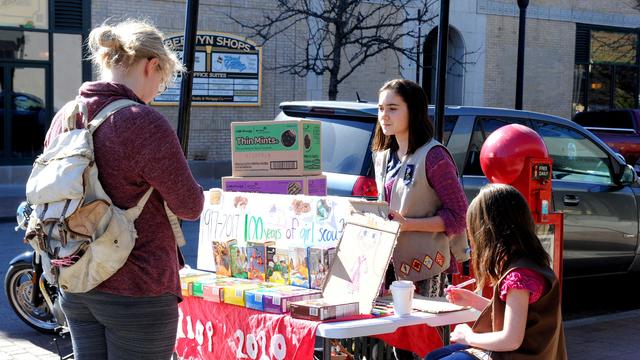 Girl Scout cookies being sold in 2017 in Chicago 