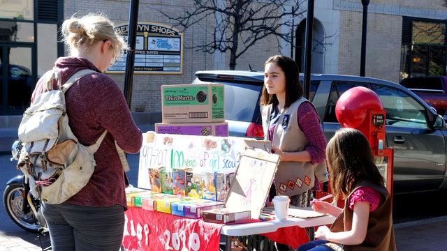 Girl Scout cookies being sold in 2017 in Chicago