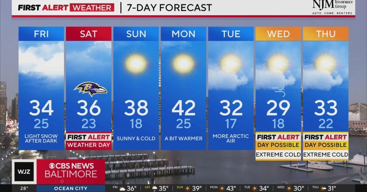 Cold, light snow for Friday in Maryland - CBS Baltimore