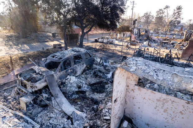 An area destroyed by the Eaton Fire is seen in Altadena, California, Jan. 20, 2025. 