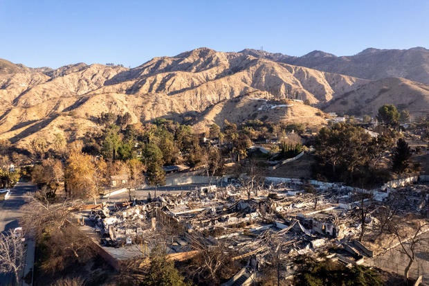 An area destroyed by the Eaton Fire is seen in Altadena, California, Jan. 20, 2025. 