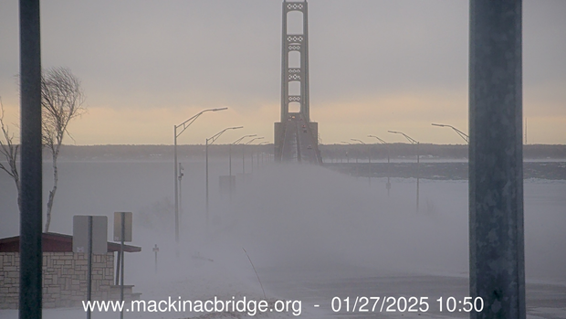 Mackinac Bridge winter winds 