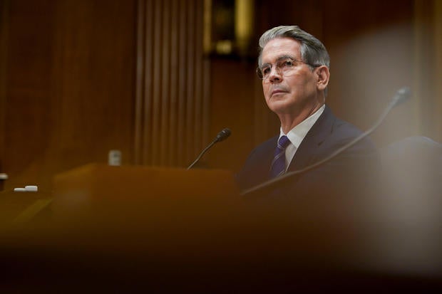 Scott Bessent, founder and chief executive officer of Key Square Group LP and treasury secretary nominee, during a Senate Finance Committee confirmation hearing in Washington, DC, on Thursday, Jan. 16, 2025. 