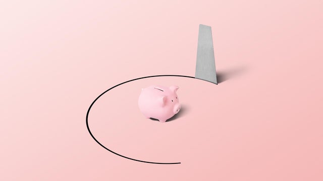 Piggy bank in a volatile position 